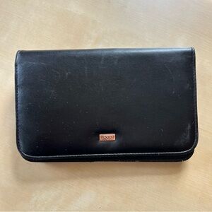 Buxton Black Leather Fold Wallet with hidden wristlet strap